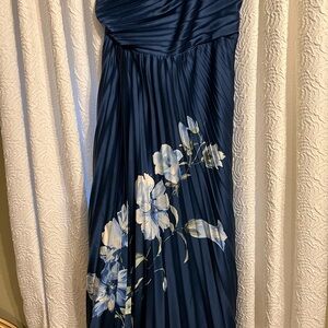 Abercrombie & Fitch Giselle Navy Pleated Floral Midi Dress